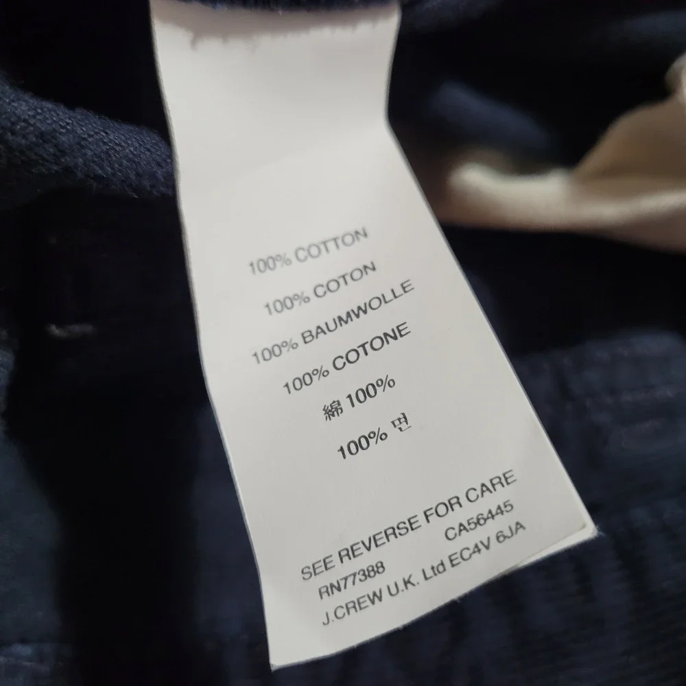 J.Crew 484 Slim Mens 30x30 Navy‎ Blue Corduroy Pants